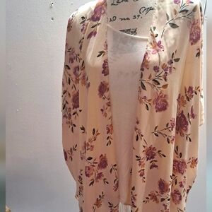 OSFM Sheer floral kimono